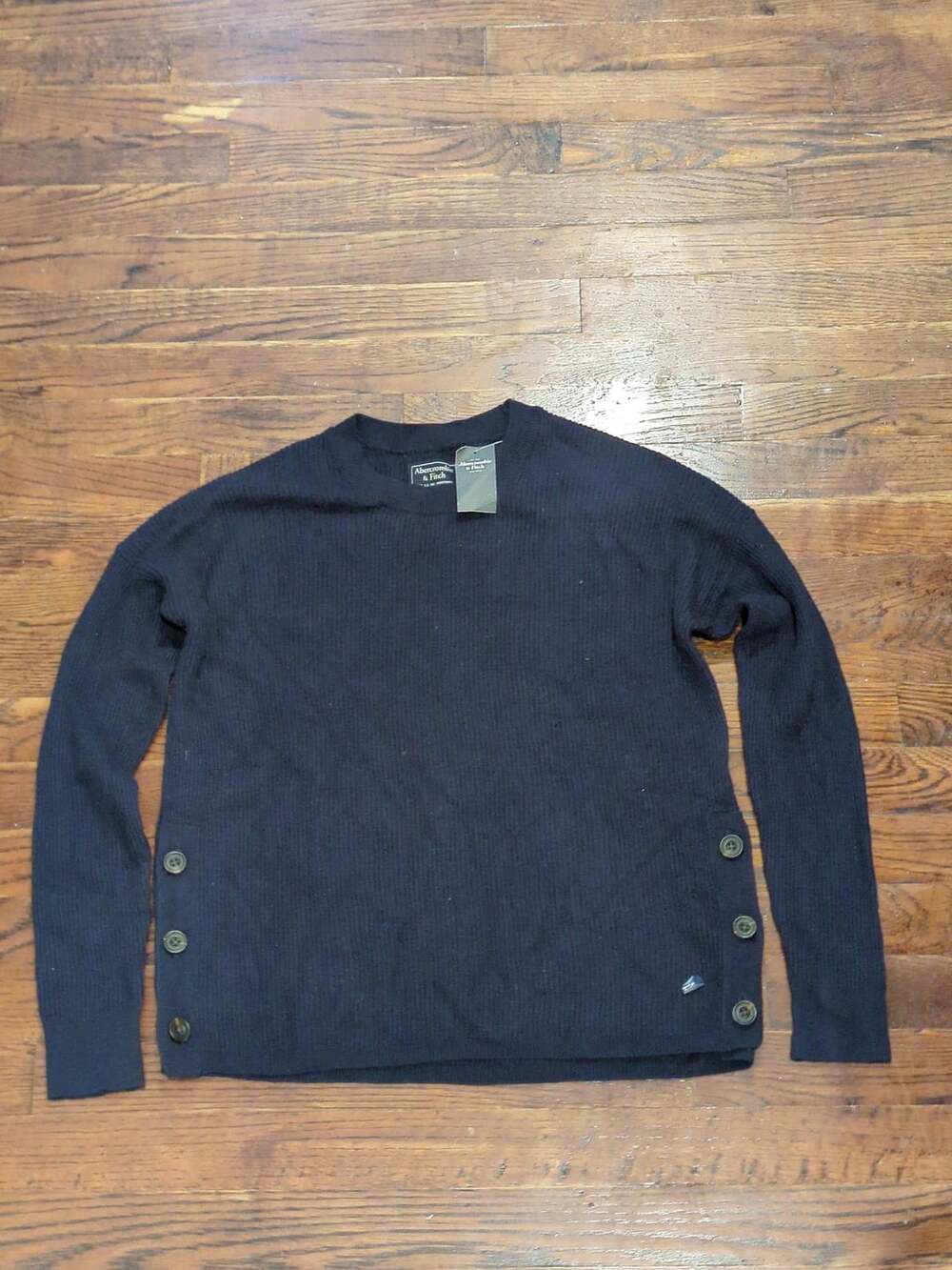 Abercrombie & Fitch Ribbed Button Side Sweater Size S Blue NWT